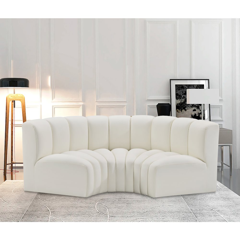 Arc Cream Vegan Leather Modular Sofa. Picture 2