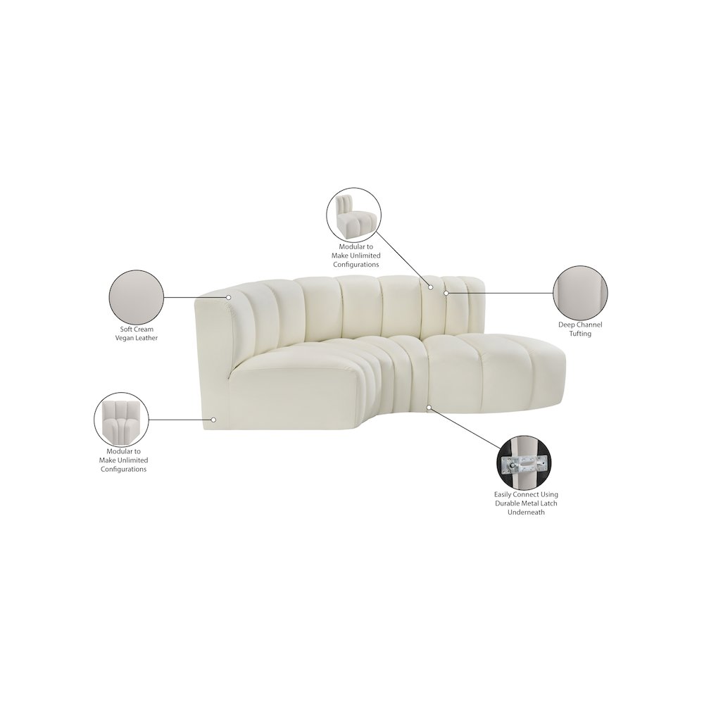 Arc Cream Vegan Leather Modular Sofa. Picture 12