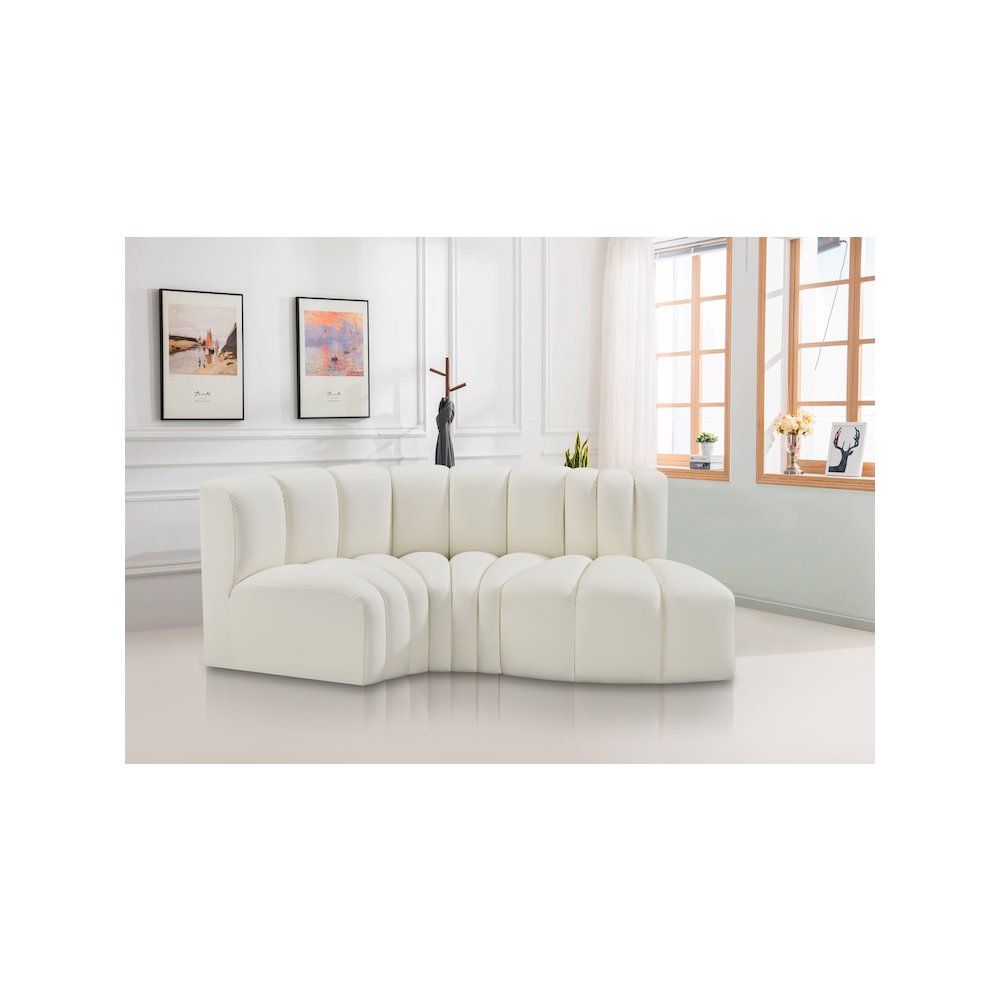 Arc Cream Vegan Leather Modular Sofa. Picture 2