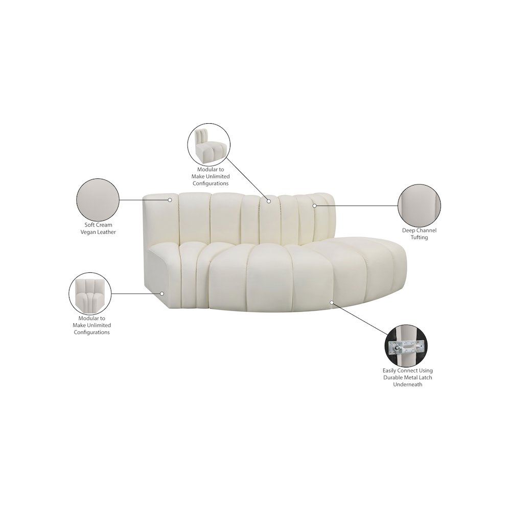 Arc Cream Vegan Leather Modular Sofa. Picture 11