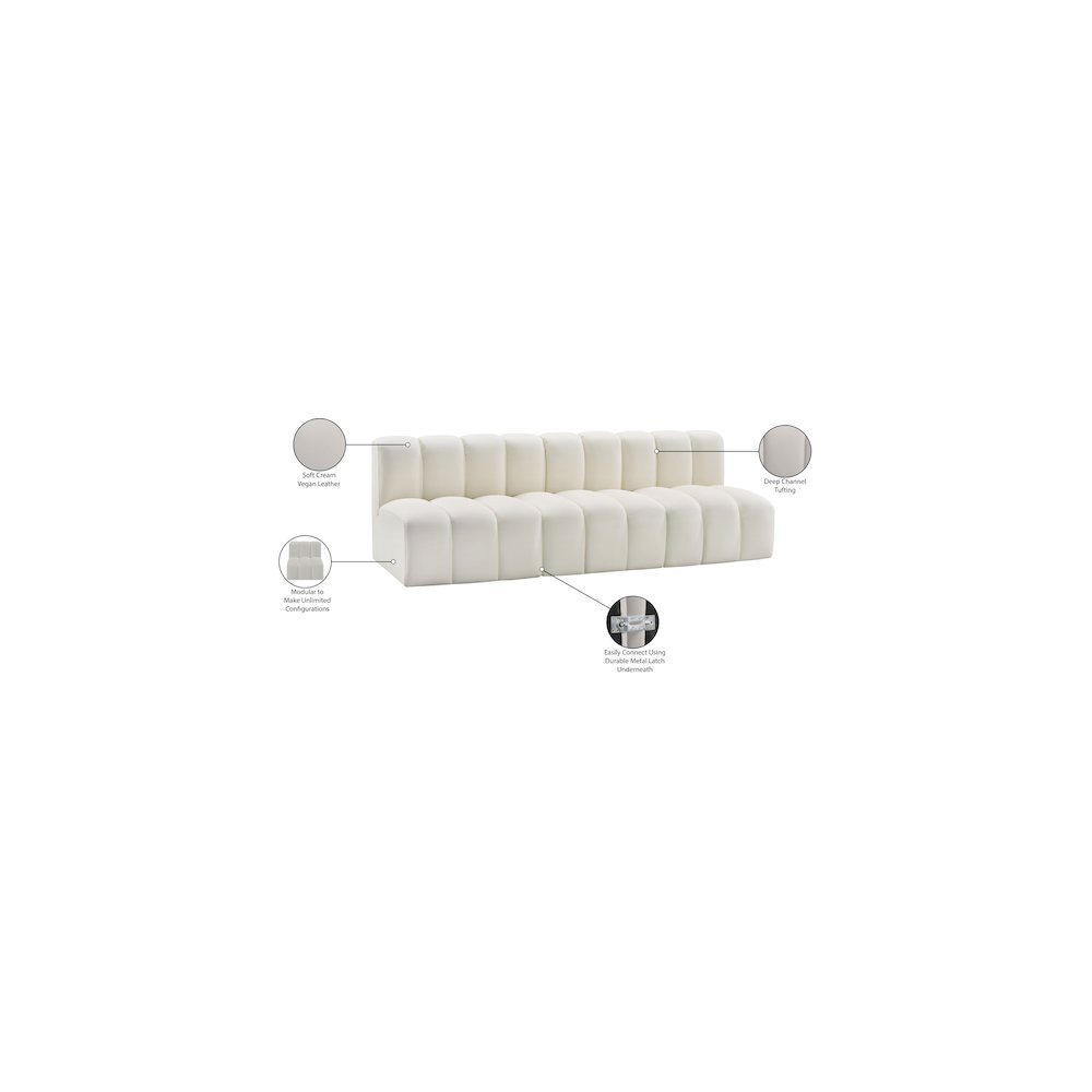 Arc Cream Vegan Leather Modular Sofa. Picture 12