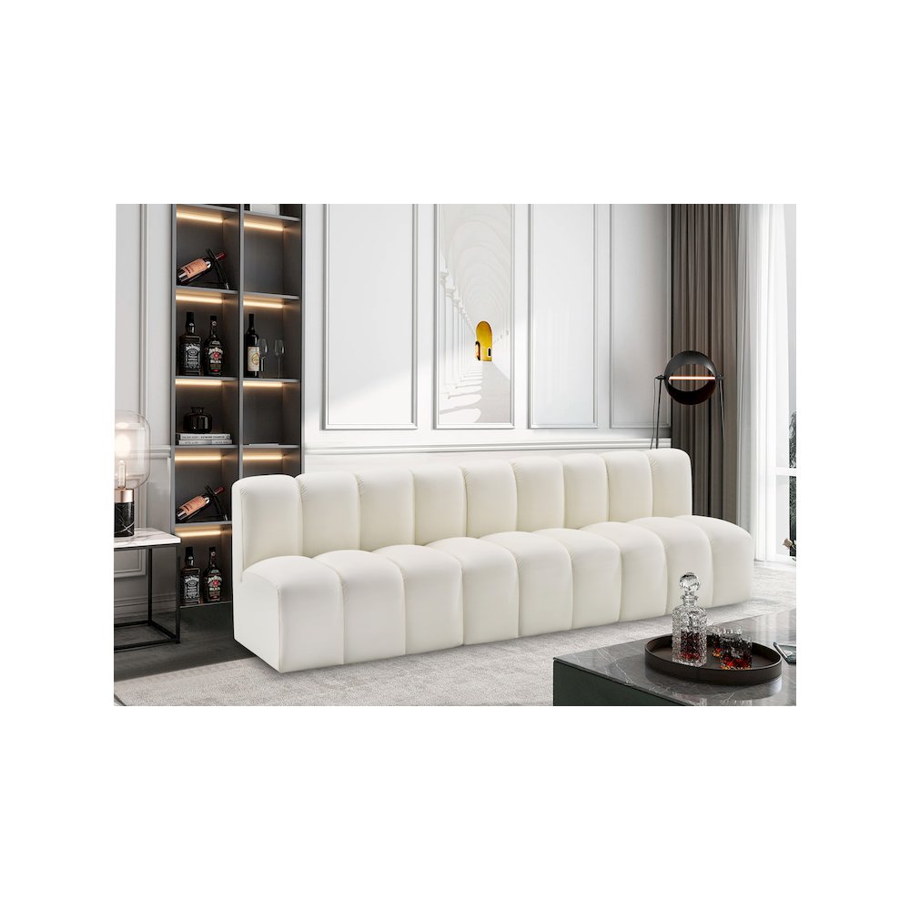 Arc Cream Vegan Leather Modular Sofa. Picture 2