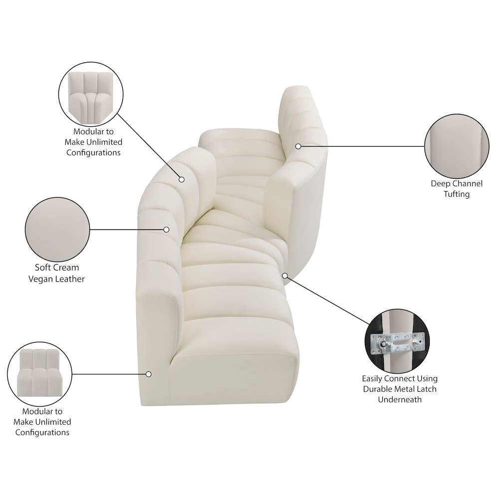 Arc Cream Vegan Leather Modular Sofa. Picture 11