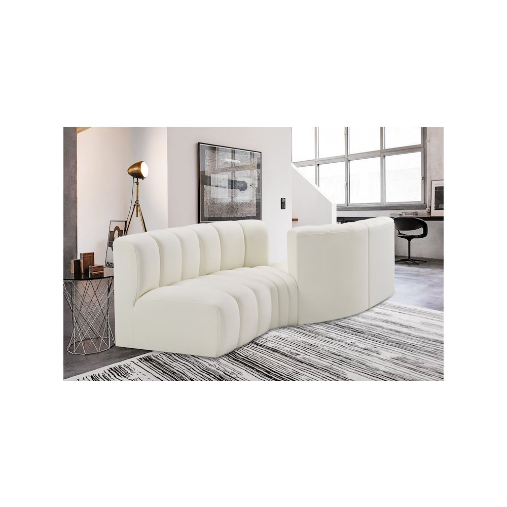 Arc Cream Vegan Leather Modular Sofa. Picture 2