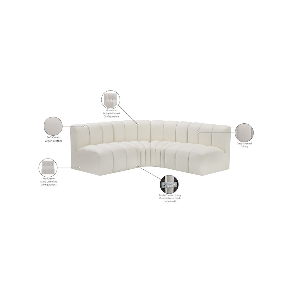 Arc Cream Vegan Leather Modular Sofa. Picture 12