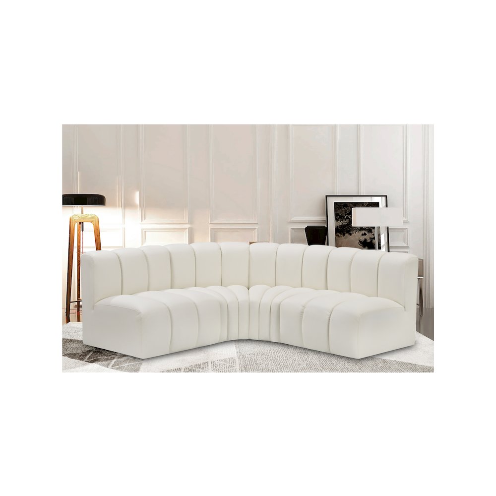 Arc Cream Vegan Leather Modular Sofa. Picture 2