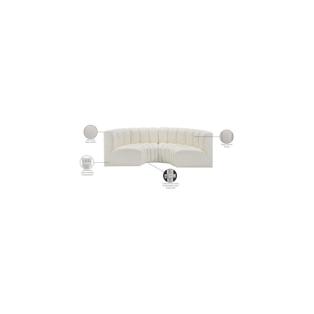 Arc Cream Vegan Leather Modular Sofa. Picture 12