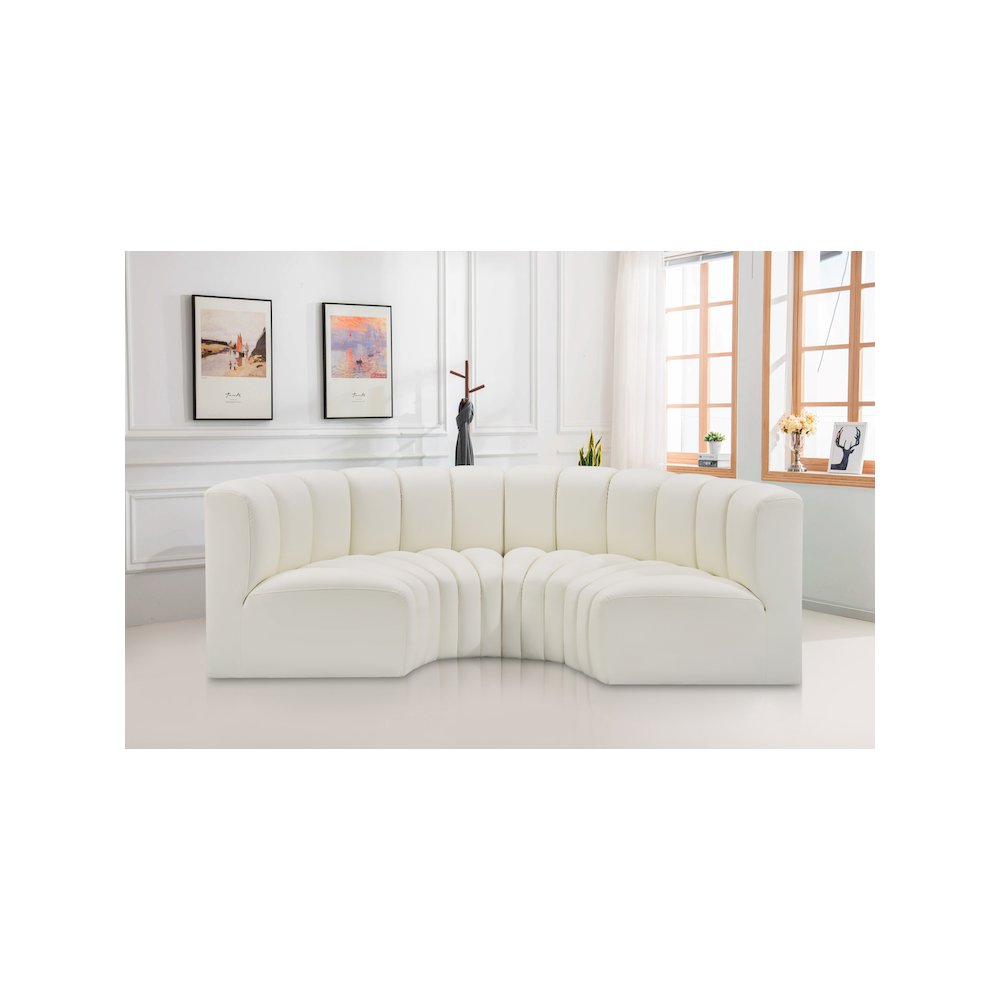 Arc Cream Vegan Leather Modular Sofa. Picture 2