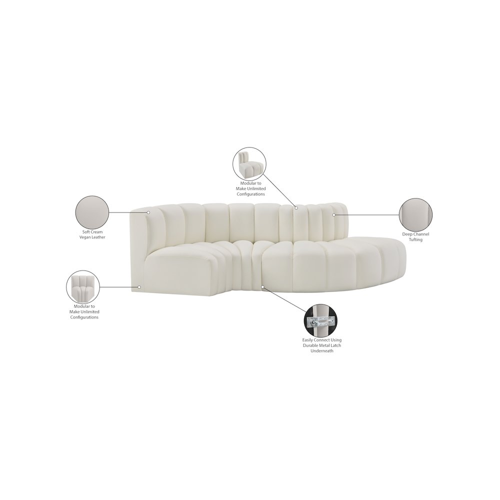 Arc Cream Vegan Leather Modular Sofa. Picture 11