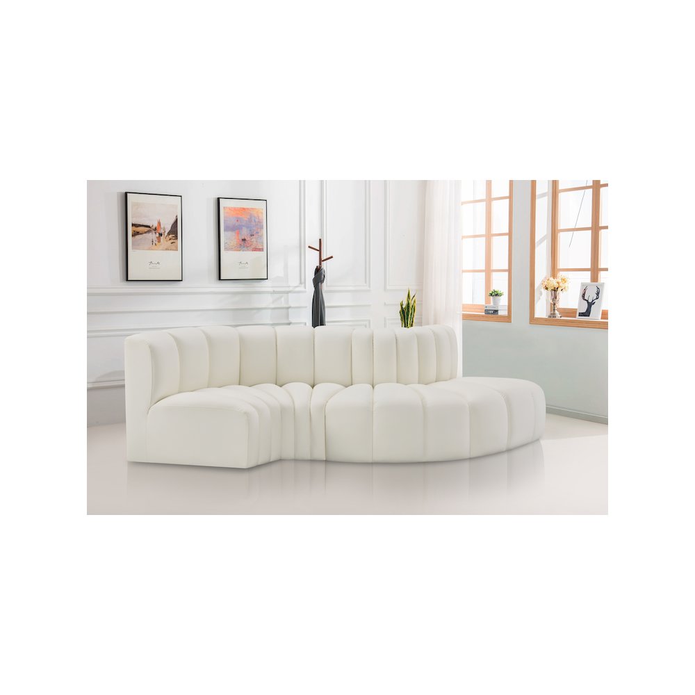 Arc Cream Vegan Leather Modular Sofa. Picture 2