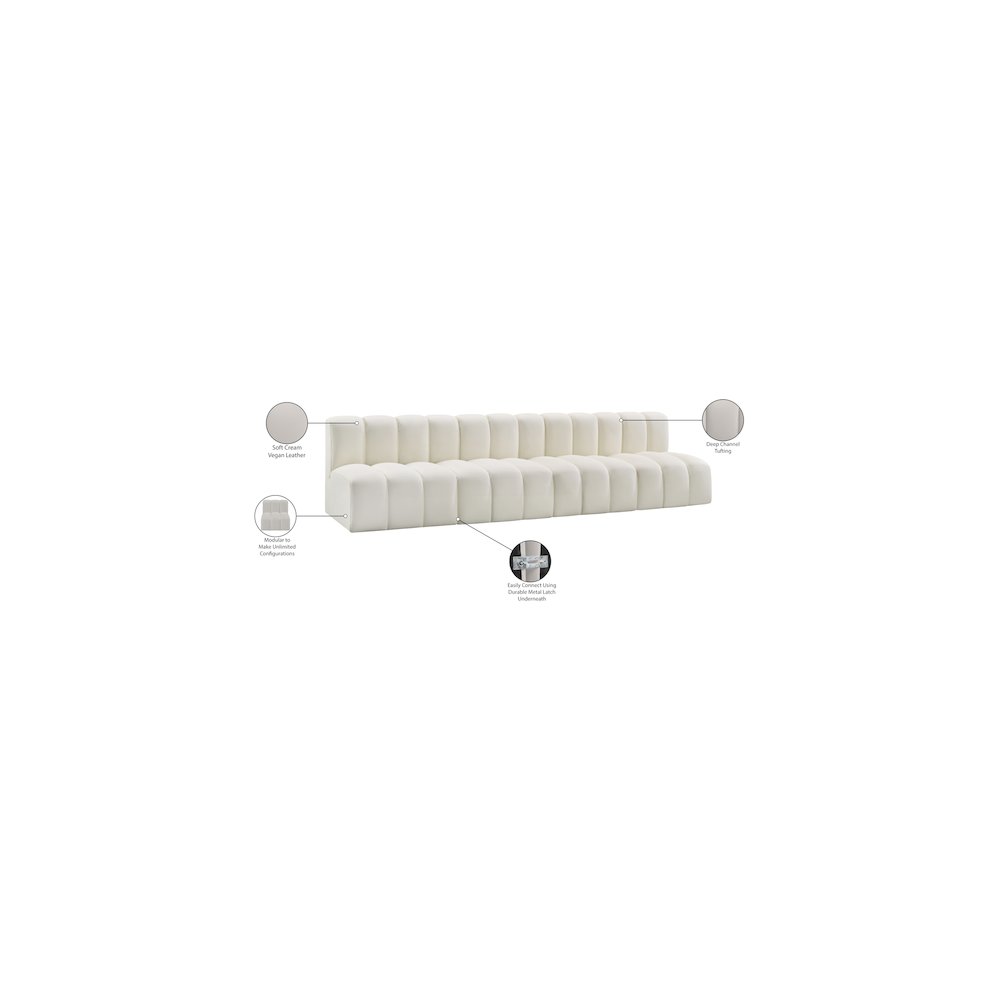 Arc Cream Vegan Leather Modular Sofa. Picture 12