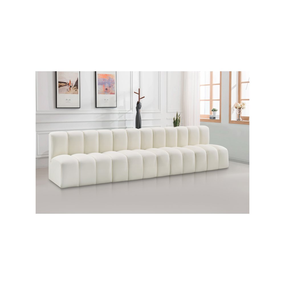 Arc Cream Vegan Leather Modular Sofa. Picture 2
