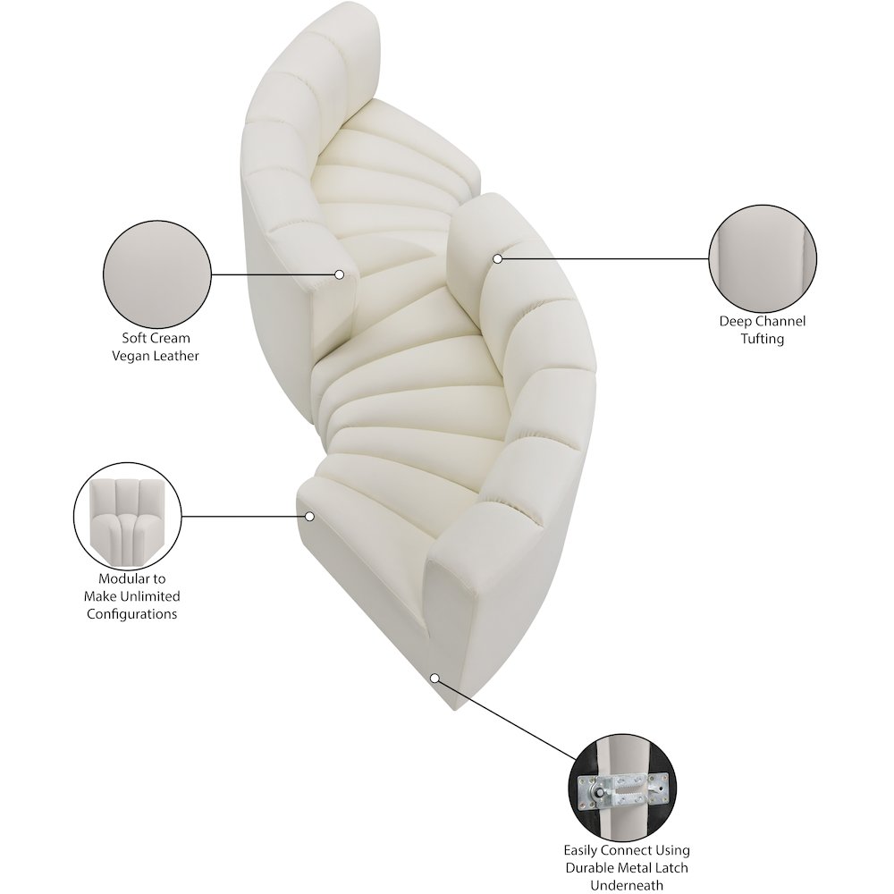 Arc Cream Vegan Leather Modular Sofa. Picture 12