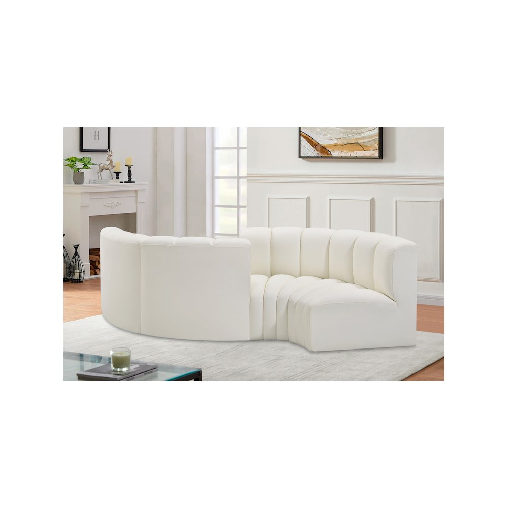 Arc Cream Vegan Leather Modular Sofa. Picture 2