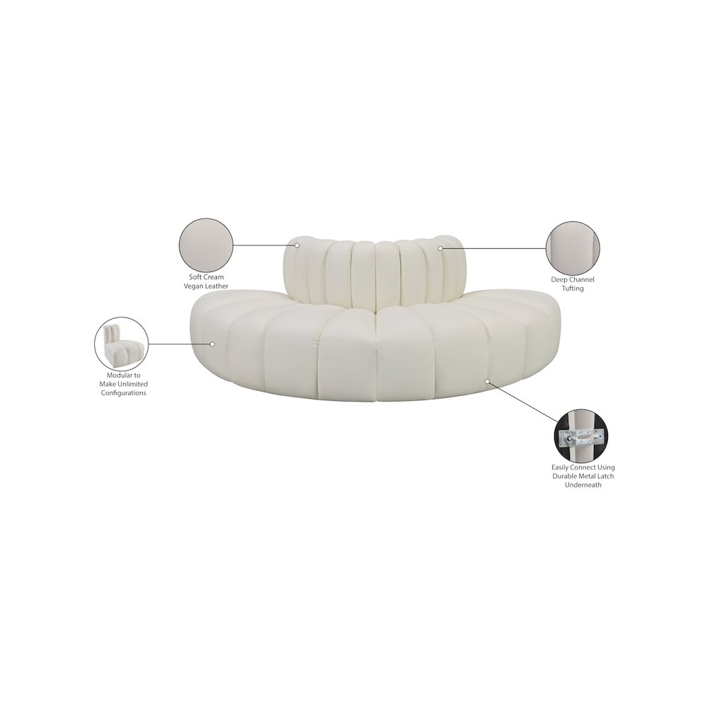 Arc Cream Vegan Leather Modular Sofa. Picture 12