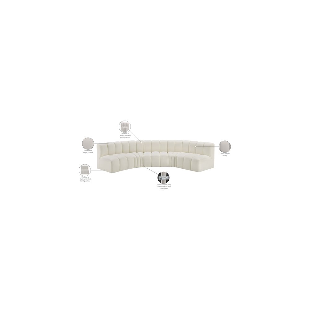 Arc Cream Vegan Leather Modular Sofa. Picture 12