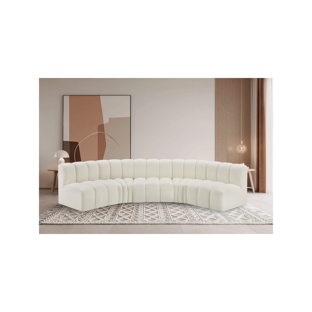 Arc Cream Vegan Leather Modular Sofa. Picture 2