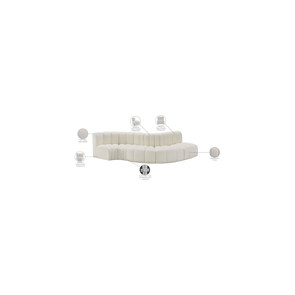 Arc Cream Vegan Leather Modular Sofa. Picture 12