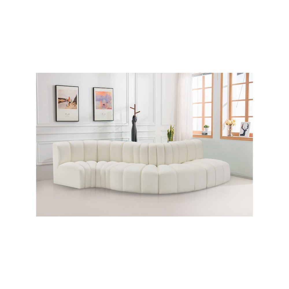 Arc Cream Vegan Leather Modular Sofa. Picture 2