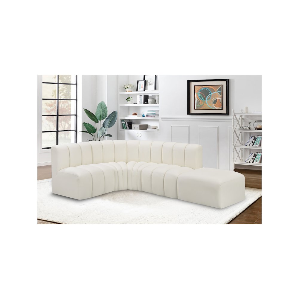 Arc Cream Vegan Leather Modular Sofa. Picture 3