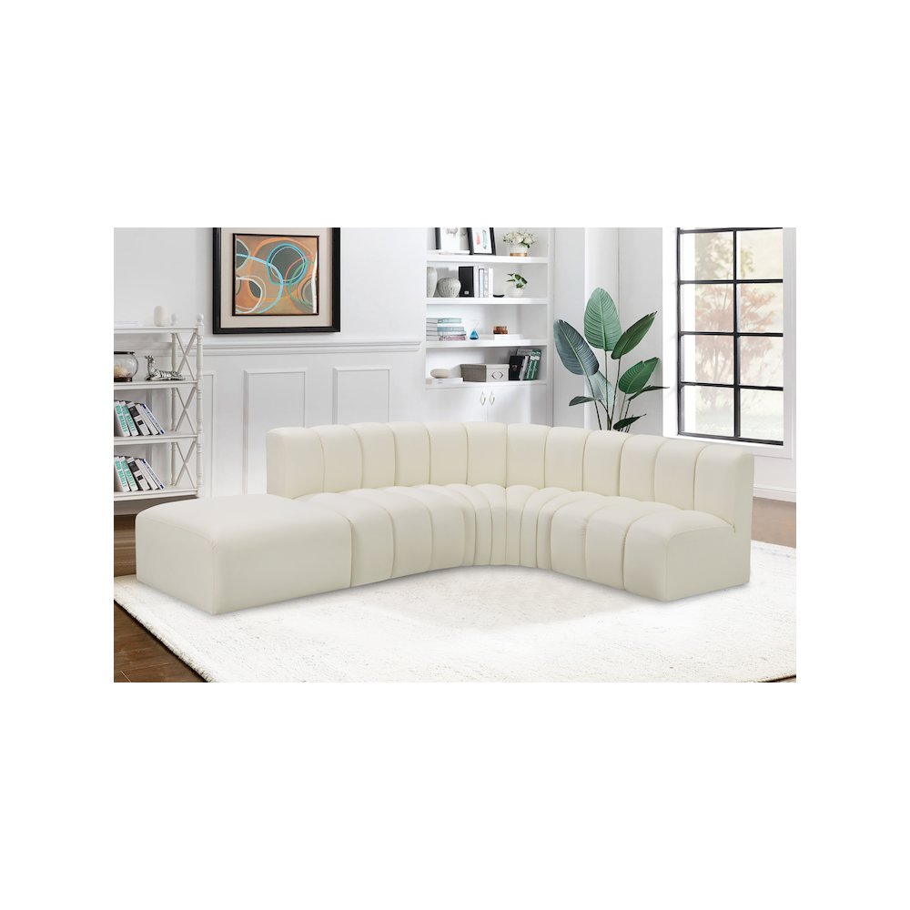 Arc Cream Vegan Leather Modular Sofa. Picture 4
