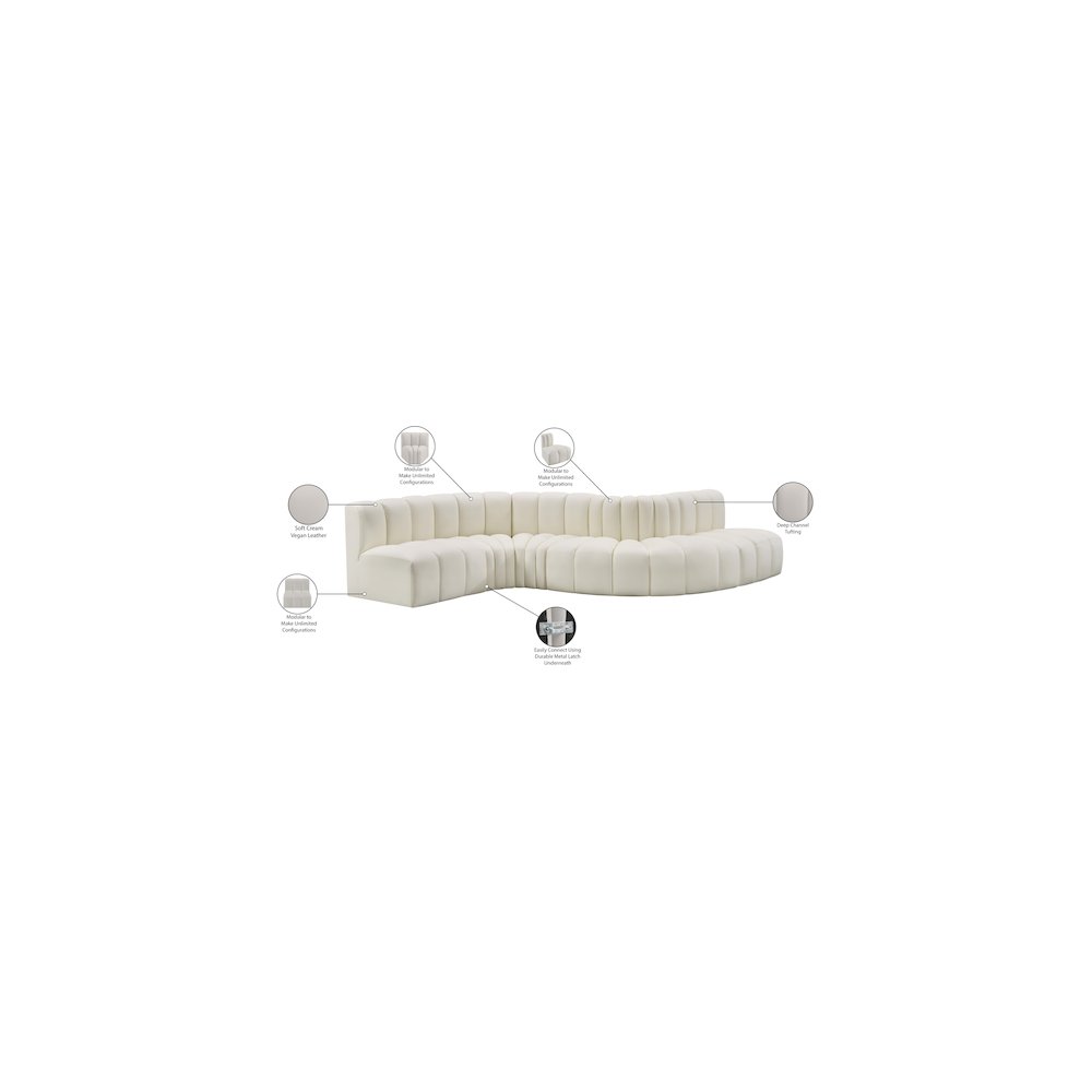 Arc Cream Vegan Leather Modular Sofa. Picture 11