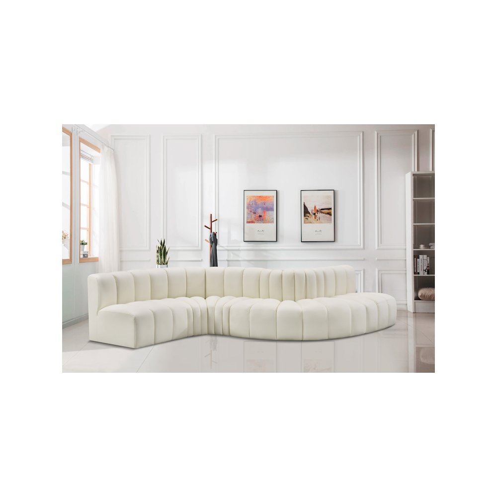 Arc Cream Vegan Leather Modular Sofa. Picture 2