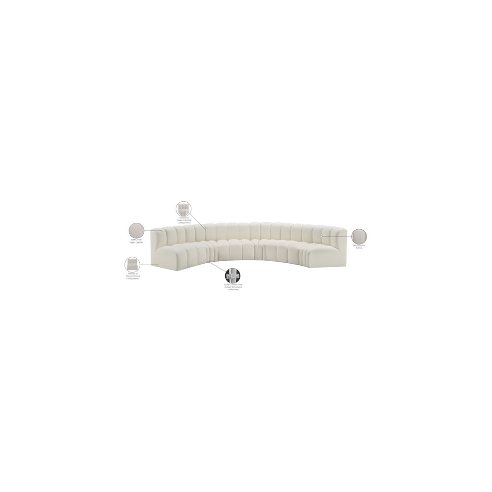 Arc Cream Vegan Leather Modular Sofa. Picture 12