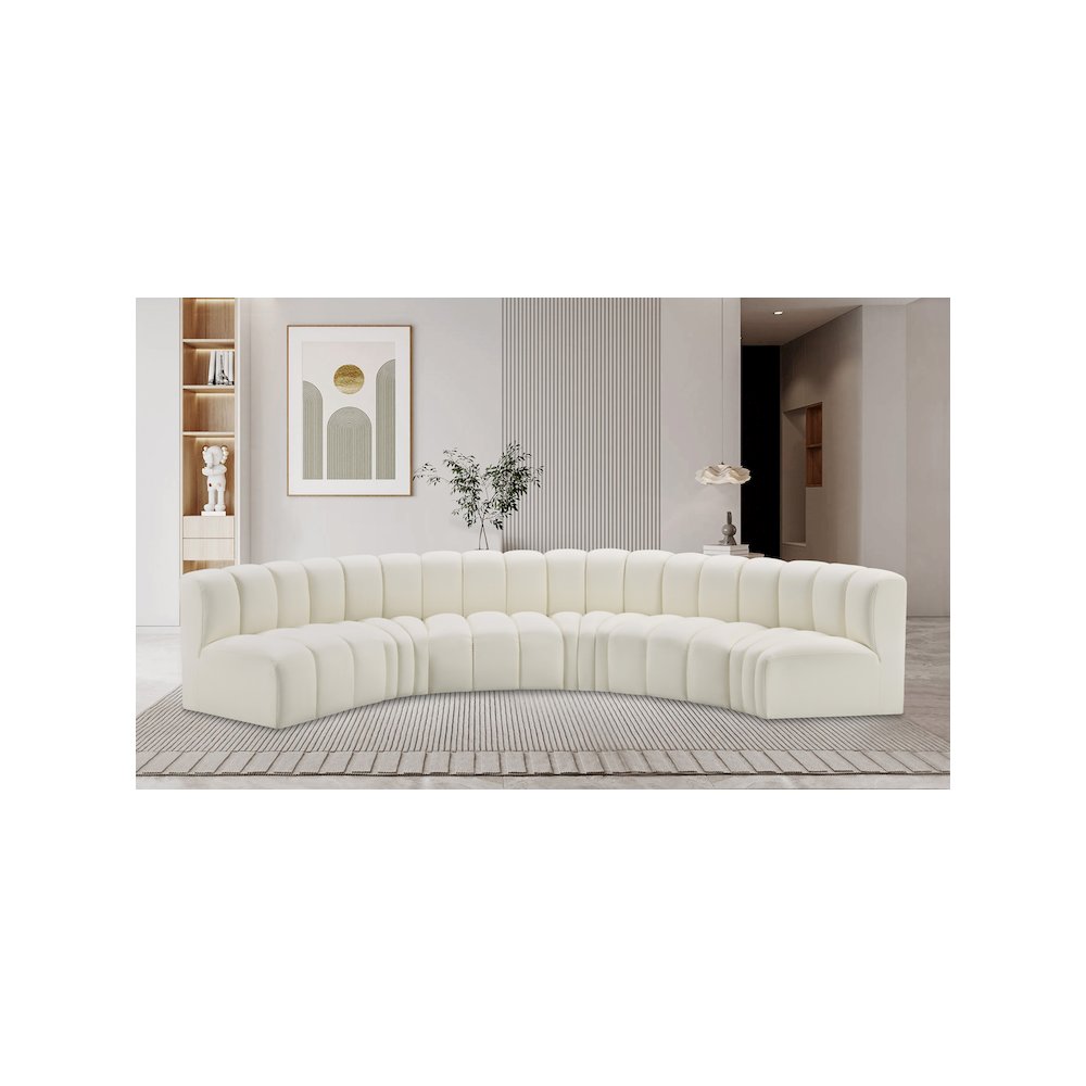 Arc Cream Vegan Leather Modular Sofa. Picture 2
