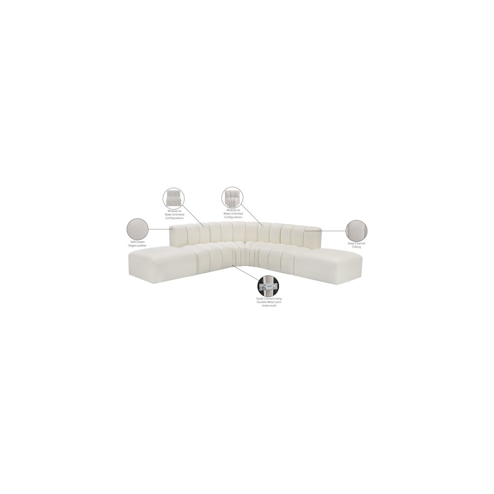 Arc Cream Vegan Leather Modular Sofa. Picture 12