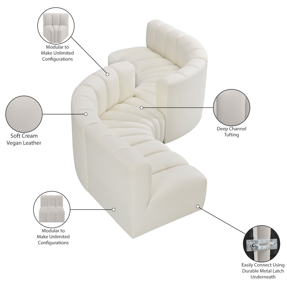 Arc Cream Vegan Leather Modular Sofa. Picture 8