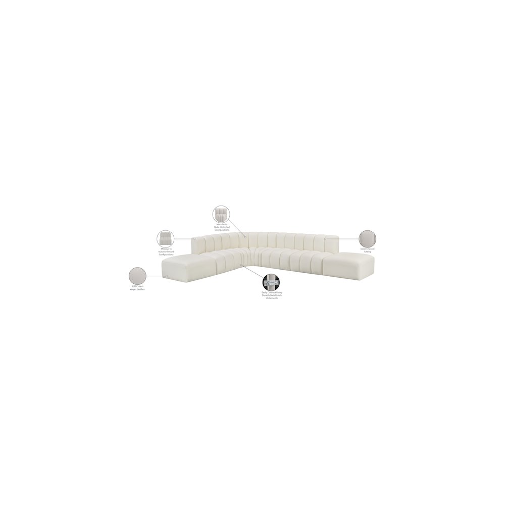 Arc Cream Vegan Leather Modular Sofa. Picture 11