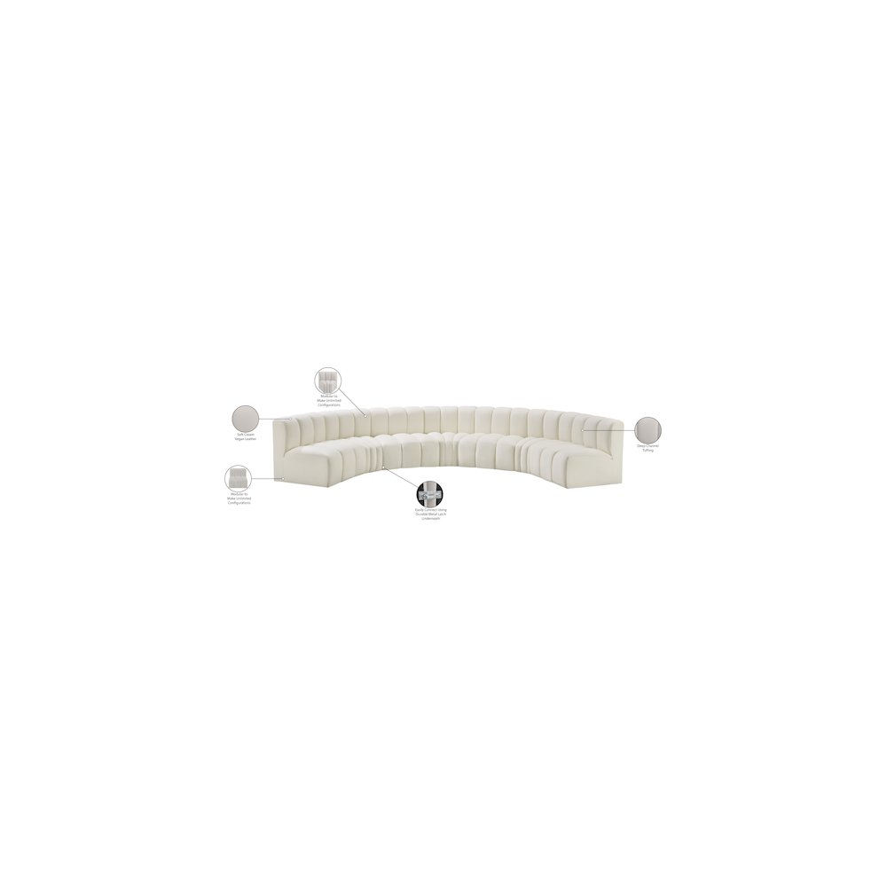 Arc Cream Vegan Leather Modular Sofa. Picture 12