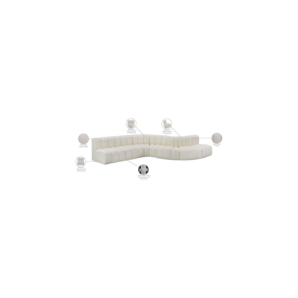 Arc Cream Vegan Leather Modular Sofa. Picture 13