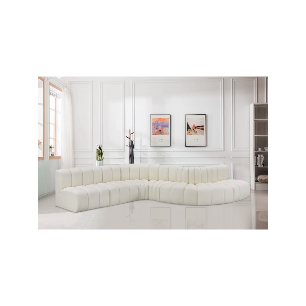 Arc Cream Vegan Leather Modular Sofa. Picture 2