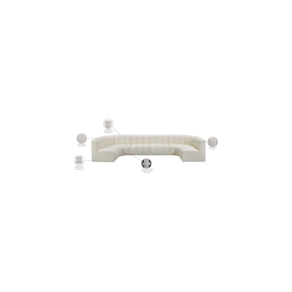 Arc Cream Vegan Leather Modular Sofa. Picture 13
