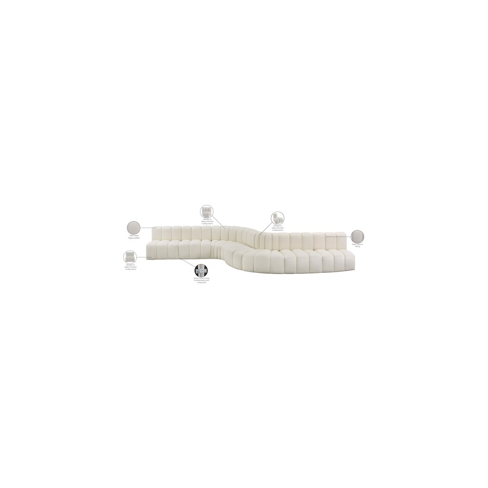 Arc Cream Vegan Leather Modular Sofa. Picture 14