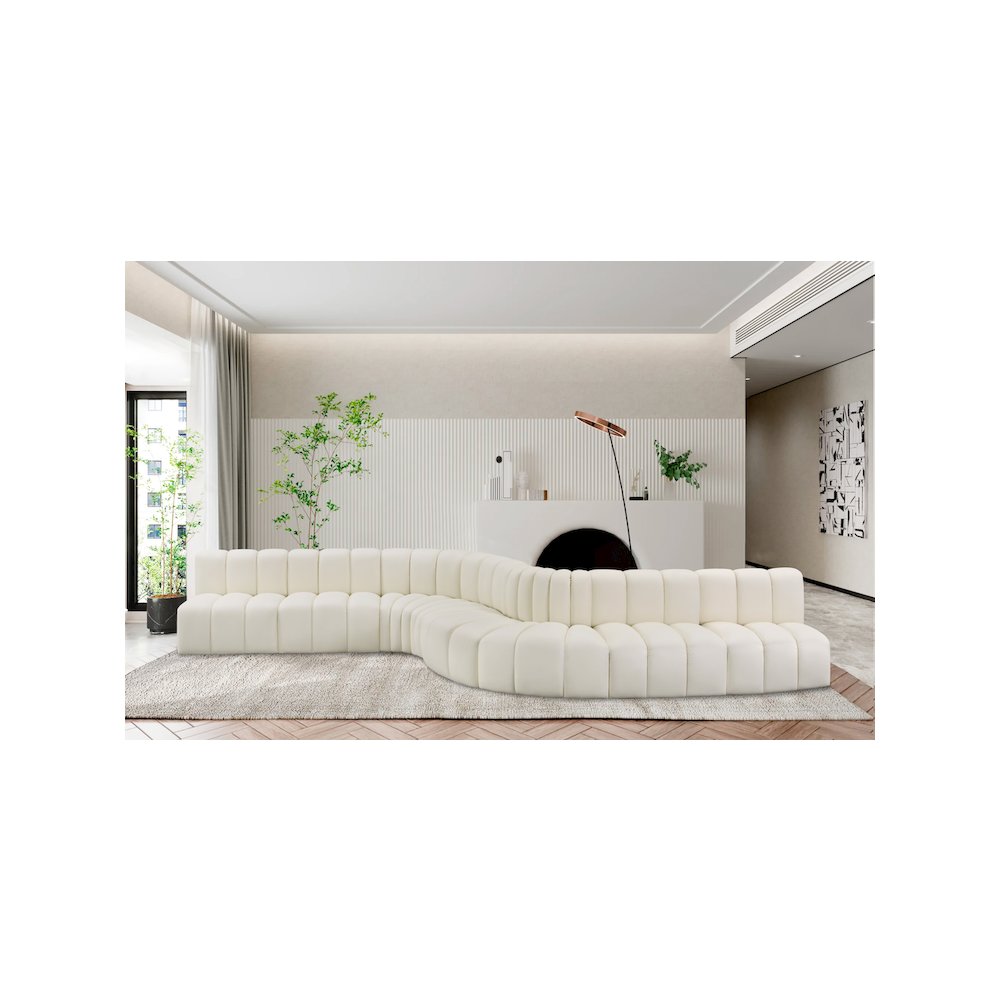 Arc Cream Vegan Leather Modular Sofa. Picture 2