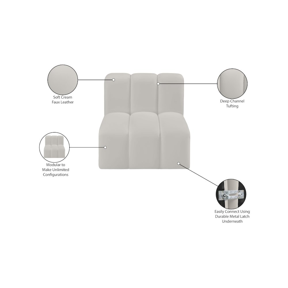 Arc Cream Vegan Leather Straight Chair. Picture 11