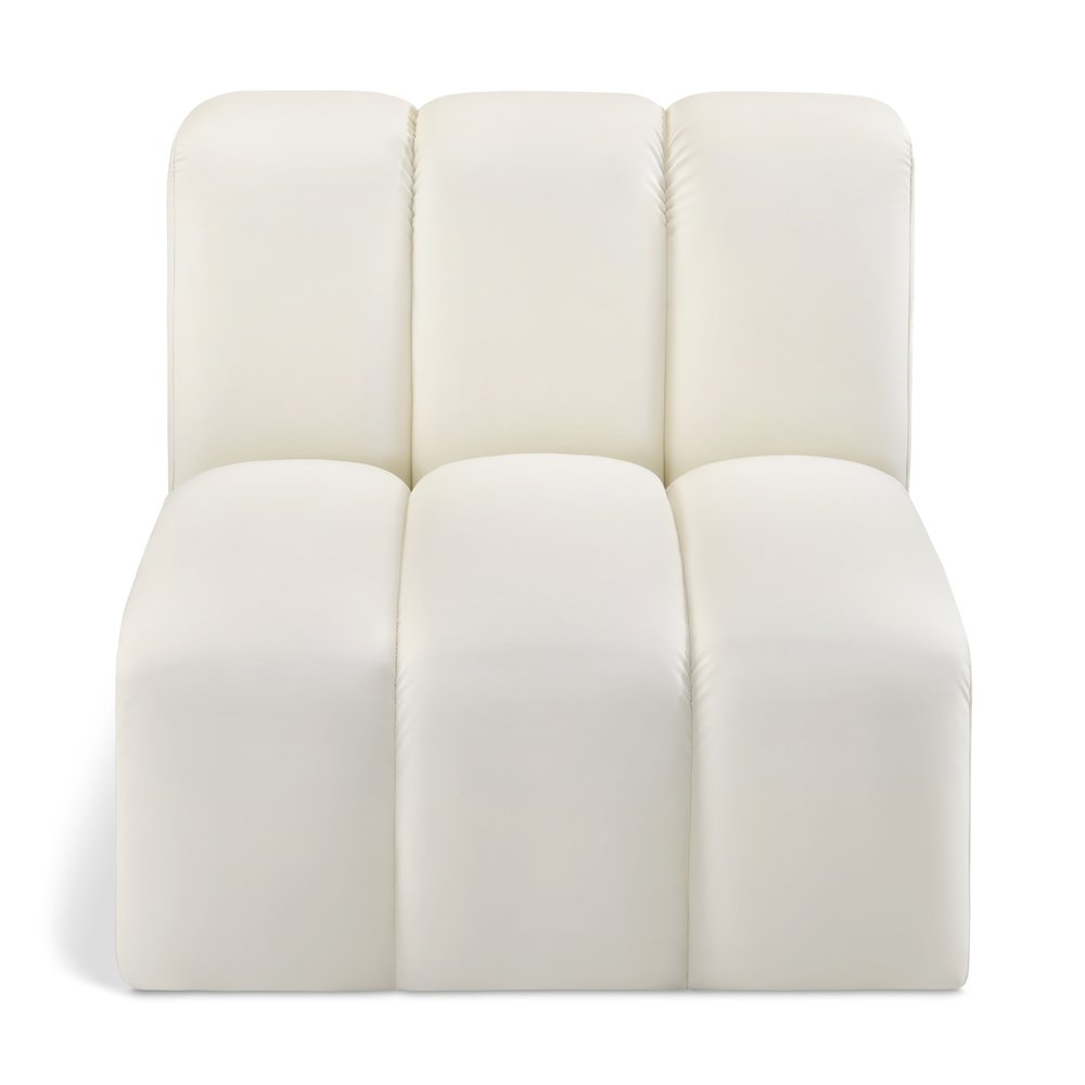 Arc Cream Vegan Leather Straight Chair. Picture 1