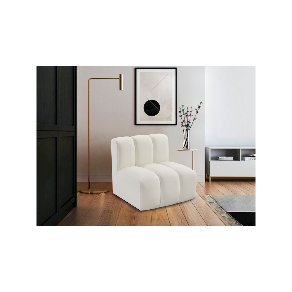 Arc Cream Vegan Leather Straight Chair. Picture 2