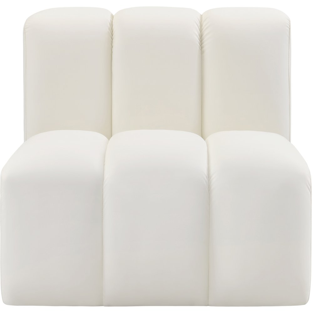 Arc Cream Vegan Leather Straight Chair. Picture 3