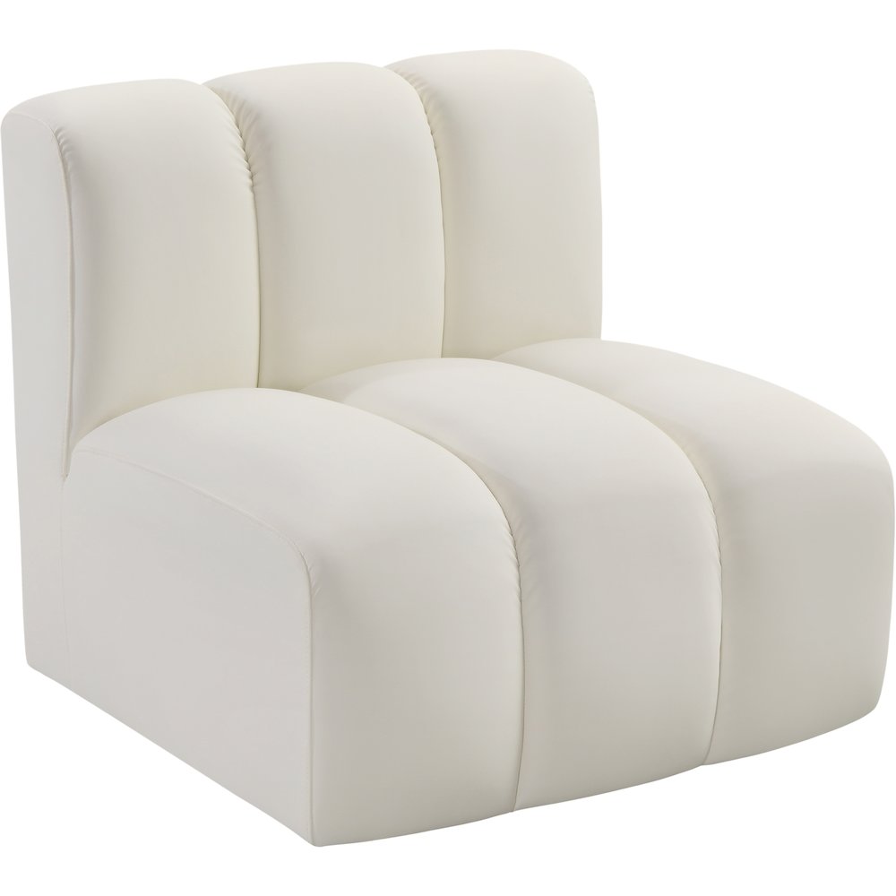 Arc Cream Vegan Leather Straight Chair. Picture 4