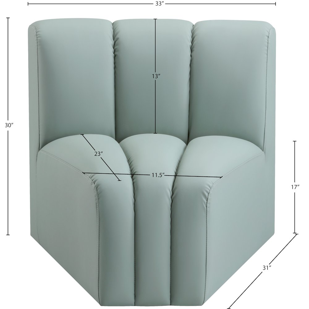 Arc Mint Green Vegan Leather Curved Corner. Picture 9