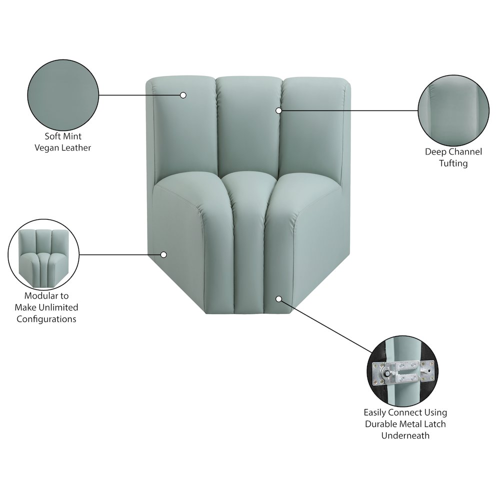 Arc Mint Green Vegan Leather Curved Corner. Picture 10