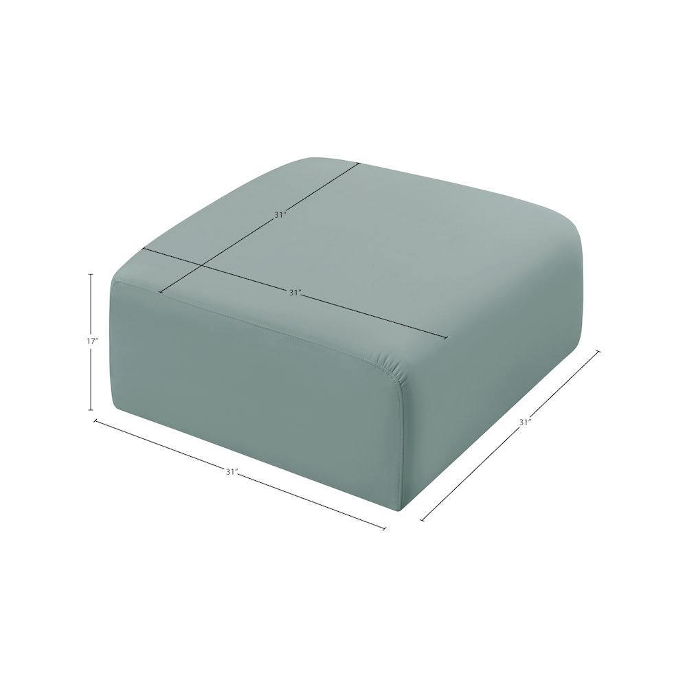 Arc Mint Green Vegan Leather Ottoman. Picture 6