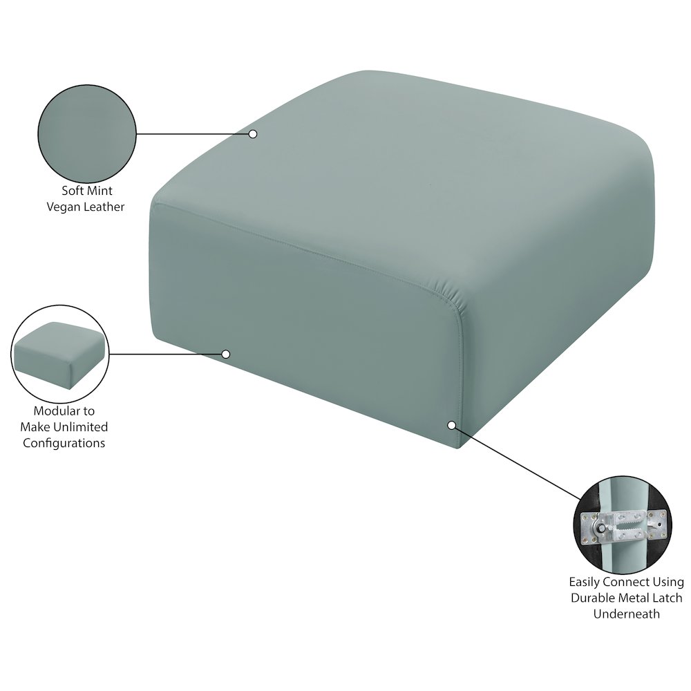 Arc Mint Green Vegan Leather Ottoman. Picture 7