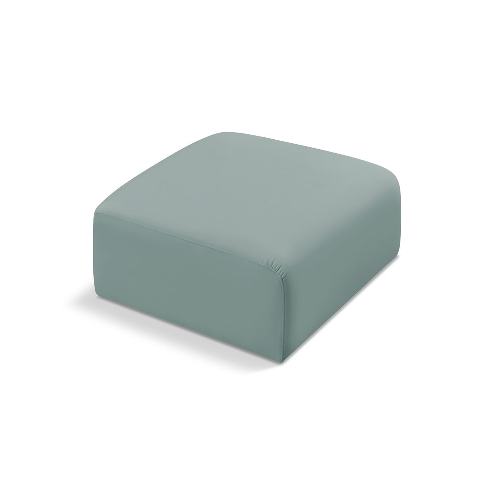 Arc Mint Green Vegan Leather Ottoman. Picture 1