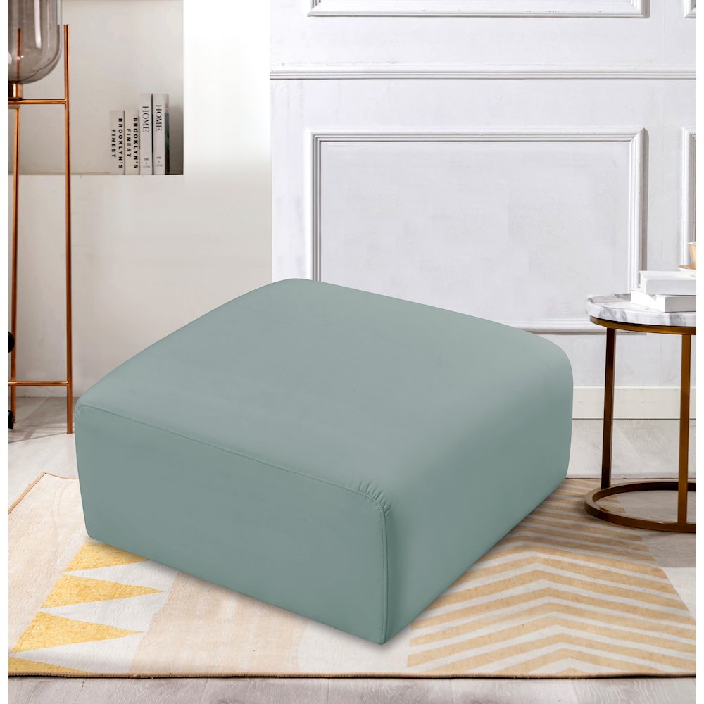 Arc Mint Green Vegan Leather Ottoman. Picture 2