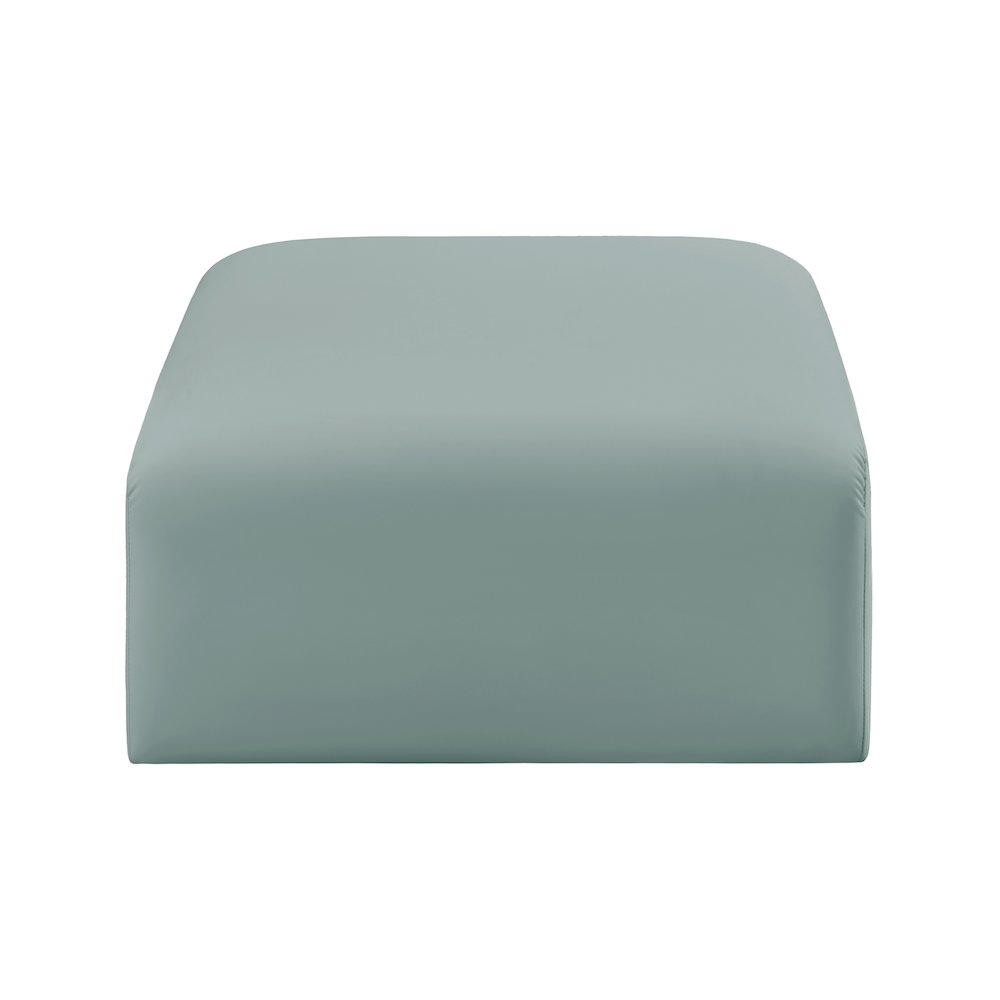 Arc Mint Green Vegan Leather Ottoman. Picture 3